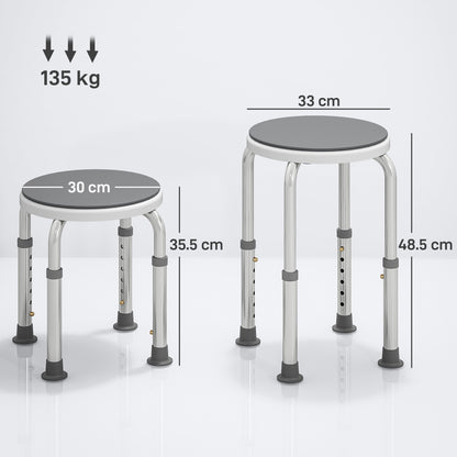HOMCOM 360° Swivel Shower Chair, Height Adjustable Aluminium Shower Stool with Non-Slip Feet for Disabled, Elderly, Grey