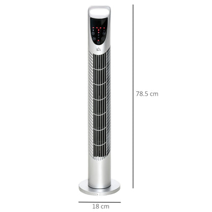 HOMCOM 31 Inch Bladeless Oscillating Tower Fan with 70° Oscillation, Remote Control, 7.5H Timer, 3 Speed 3 Modes, Electric Floor Standing Cooling Fan for Home Bedroom Office, Silver--ChewyGames-ChewyGames