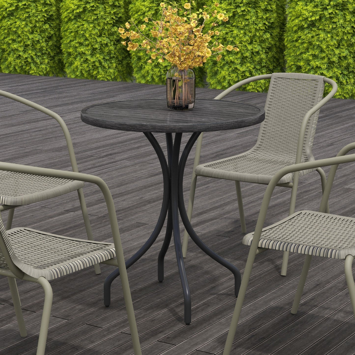 Outsunny Φ66cm Galvanised Steel Garden Table - Grey