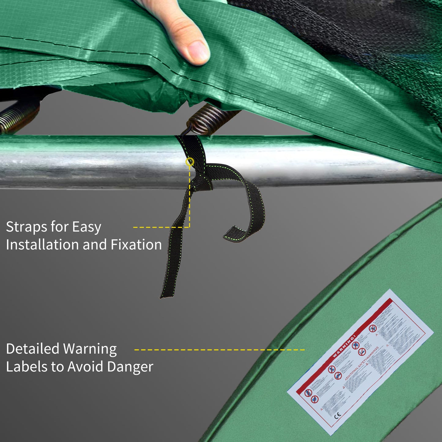 HOMCOM 12FT Replacement Trampoline Pad Thick Foam Safety Φ366cm Spring Cover Bounce Padding - Green
