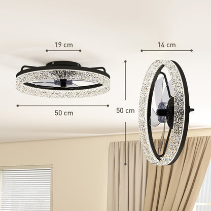 HOMCOM Ceiling Fan with Lights, Dimmable LED Mount Ceiling Fan Light with Remote App Control for Bedroom, Black--ChewyGames-ChewyGames