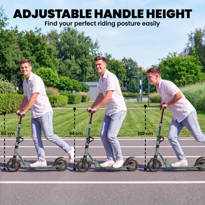 SPORTNOW Foldable Kick Scooter with Height Adjustable Handlebar, One-click Folding Adult Scooters with 200 mm Big Wheels, Silver Tone