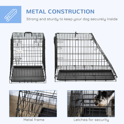 Pawhut Trapeze Collapsible Dog Pet Travel Box Cage Removable Tray 78 x 47 x 55cm