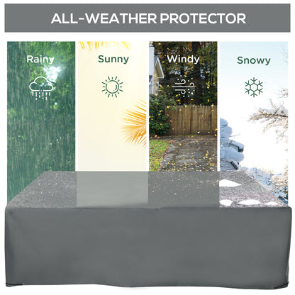 Outsunny 205x192cm Outdoor Garden Rattan Furniture Protective Cover Water UV Resistant Grey