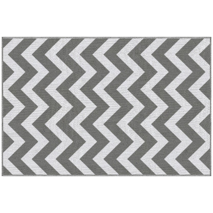 Outsunny 121 x 182 cm(4x6ft) Outdoor Rug Reversible Mat Plastic Straw Rug Portable RV Camping Mat for Garden Deck Picnic Indoor, Light Grey & White