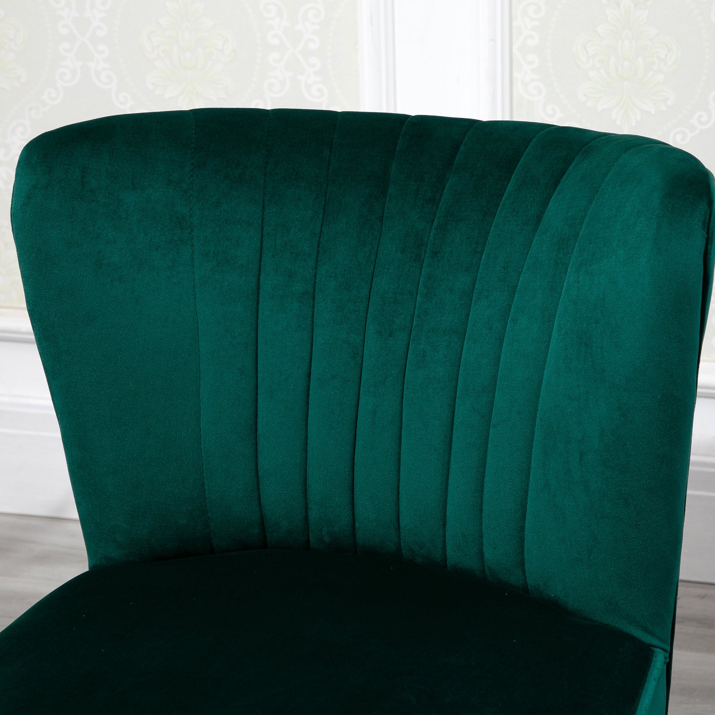 HOMCOM Velvet Accent Chair Occasional Tub Seat Padding Curved Back with Wood Frame Legs Home Furniture for Bedroom Living Room Set of 2 Green