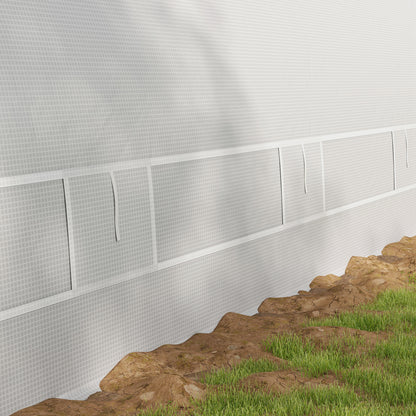 Outsunny 6x3m Polytunnel Greenhouse for Seedlings & Plants Upgraded Structure Mesh Door Windows, White