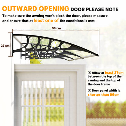 Outsunny Front Door Canopy, Outdoor Awning, Rain Shelter, 303 x 96cm , Clear