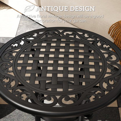 Outsunny Outdoor Garden Table, Cast Aluminium Patio End Table with Anti-slip Foot Pads for Garden, Patio, Balcony, 60 x 60 cm, Black