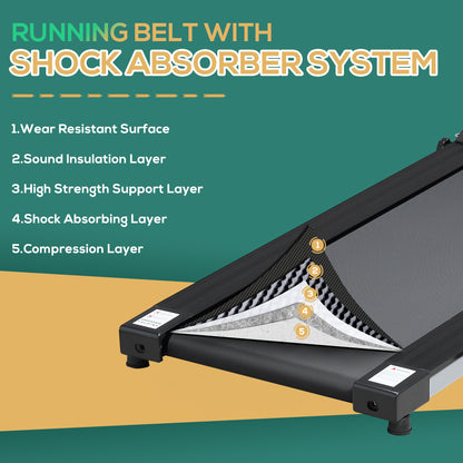 HOMCOM Folding Treadmill with Incline, Walking Pad Treadmill for Home, 1-10km/h Under Desk Running Machine with LCD Display and Wheels, No Assembly, Grey