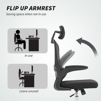 HOMCOM Mesh Back Office Chair, with Lumbar Support - Black
