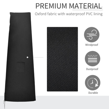 Outsunny Garden Parasol Cover, Waterproof Outdoor Cantilever Banana Umbrella Protector, 300D Oxford Fabric, 240 x 48/70 cm for 3 m Cantilever Parasol, Black