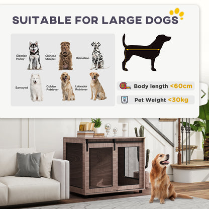 PawHut Dog Crate Furniture with Sliding Door for Large Dogs, Walnut Brown