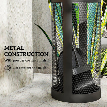 Outsunny 5-Piece Fireplace Tools Set with Mesh Basket, Indoor Outdoor Fireside Accessories for Fireplaces, Fire Pits, Black