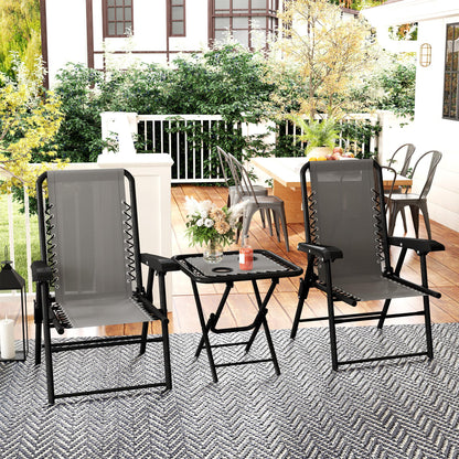 Outsunny Three-Piece Garden Table and Chair Set - Dark Grey--ChewyGames-ChewyGames