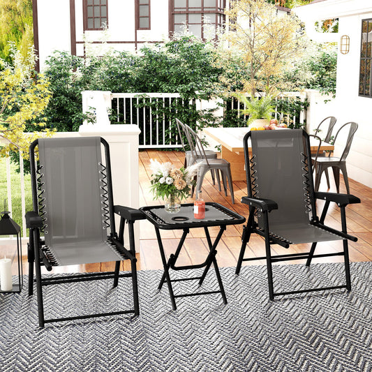 Outsunny Three-Piece Garden Table and Chair Set - Dark Grey--ChewyGames-ChewyGames