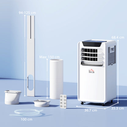 HOMCOM 10000 BTU Air Conditioning Unit, 3-in-1 Portable Air Conditioner, Dehumidifier, Cooling Fan with Remote Control, LED Display, 2 Speeds, 24H Timer, Window Venting Kit, 30m²