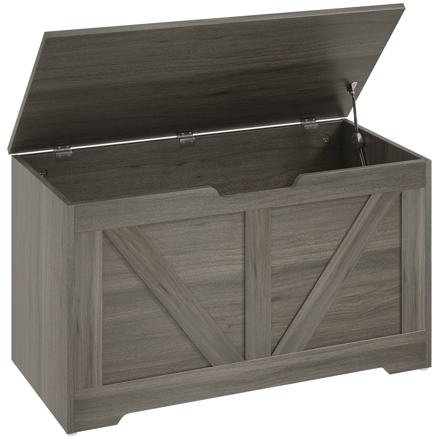 HOMCOM 100L Home Storage Box, with Safety Hinges - Charcoal Grey--ChewyGames-ChewyGames