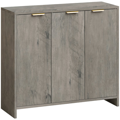 HOMCOM Sideboard Cabinet, Modern Storage Cabinet with 3 Doors and Adjustable Shelves for Living Room, Dining Room, Grey