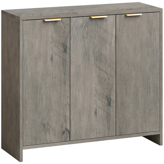 HOMCOM Sideboard Cabinet, Modern Storage Cabinet with 3 Doors and Adjustable Shelves for Living Room, Dining Room, Grey
