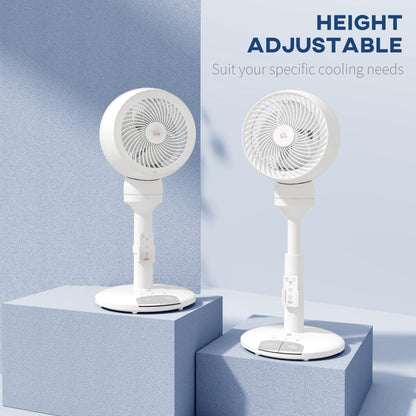 HOMCOM Standing Fan for Bedroom, 28" Pedestal Fan with Remote, 70° Oscillating, 90° Vertical Tilt, 3 Speeds, Adjustable Height, 7H Timer, Foot Button, White