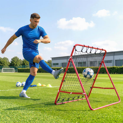 HOMCOM Rebounder Net, Practise Kickback Goal, for Teens, Adults Training - Red