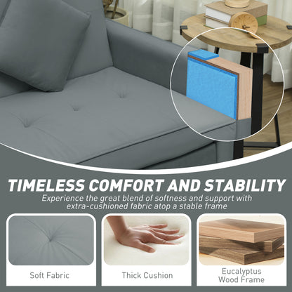 HOMCOM 3 Seater Velvet Sofa Bed, Convertible Click-Clack Couch with Adjustable Backrest, Small Double Sleeper Sofa for Living Room & Guests, Grey