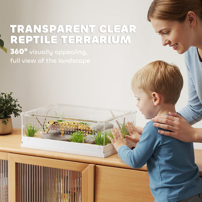 PawHut Acrylic Reptile Terrarium with Top Sliding Door, Vents,  for Snake, Frog, Spider, Gecko, Tarantula, 40 x 30 x 15 cm