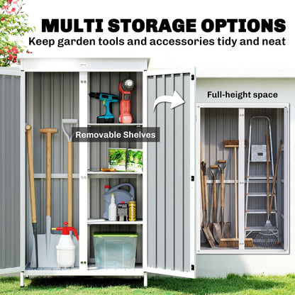 Outsunny Outdoor Storage Cabinet with Removable Shelves, Garden Tool Shed with Asphalt Roof, White and Black