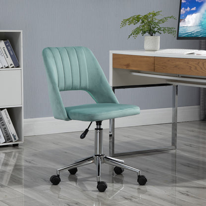 Vinsetto Mid Back Office Chair Velvet Fabric Swivel Scallop Shape Computer Desk Chair for Home Study Bedroom Green