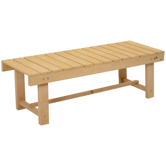 Outsunny Wooden Garden Benches, 2 Seater Outdoor Benches, Fir Wood Backless Patio Loveseat with Slatted Seat for Park, 110 x 38 x 35 cm, 5 Pieces, Natural Wood Finish