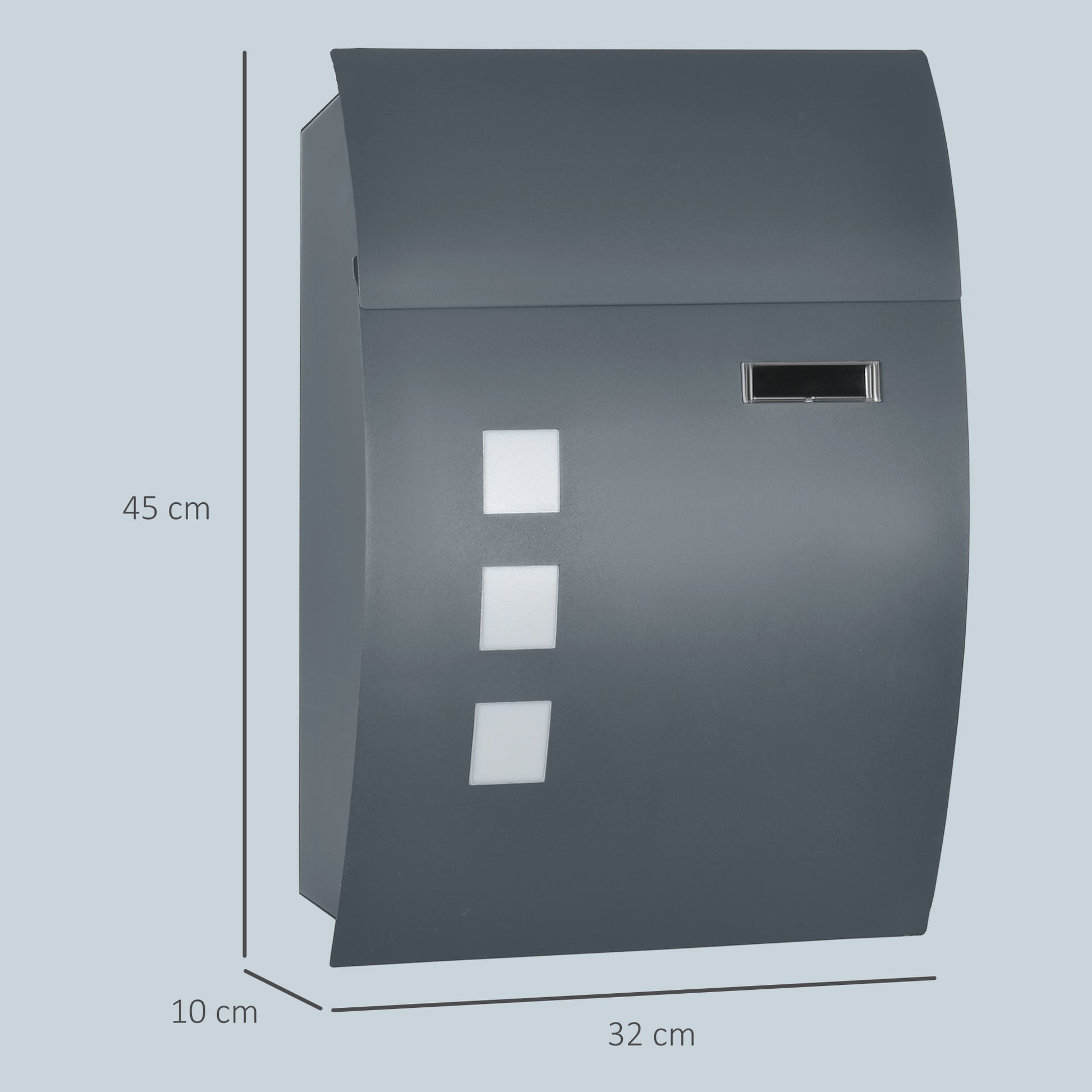 HOMCOM Wall Mounted Letter Box, Weatherproof Post Box for Outside Wall, Modern Mailbox with 2 Keys and Nameplate, Anthracite Grey--ChewyGames-ChewyGames