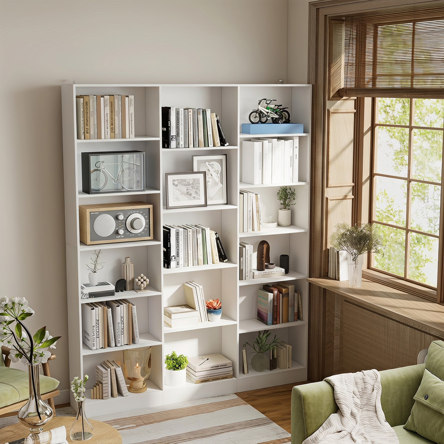 HOMCOM Bookcase with Open Storage, 6-Tier Bookshelf with Anti-Tipping Hardware, White
