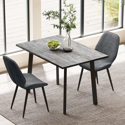 HOMCOM Dining Set, Kitchen Table with 2 Velvet Upholstered Chairs, Dark Grey