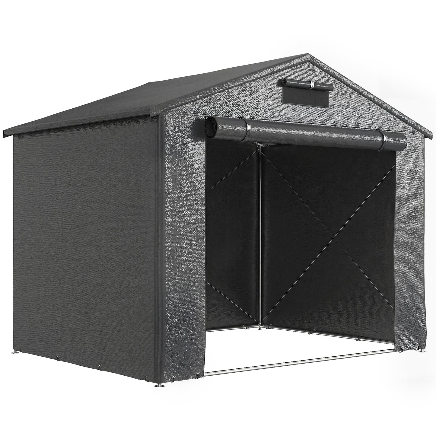 Outsunny 8 x 6 ft Outdoor Garden Storage Shed, Waterproof Bike Tent with Roll-Up Zipper Door