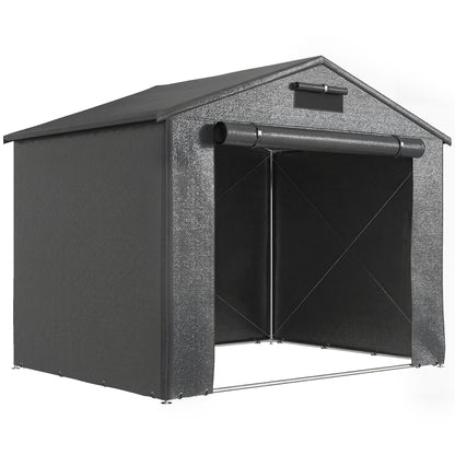 Outsunny 8 x 6 ft Outdoor Garden Storage Shed, Waterproof Bike Tent with Roll-Up Zipper Door