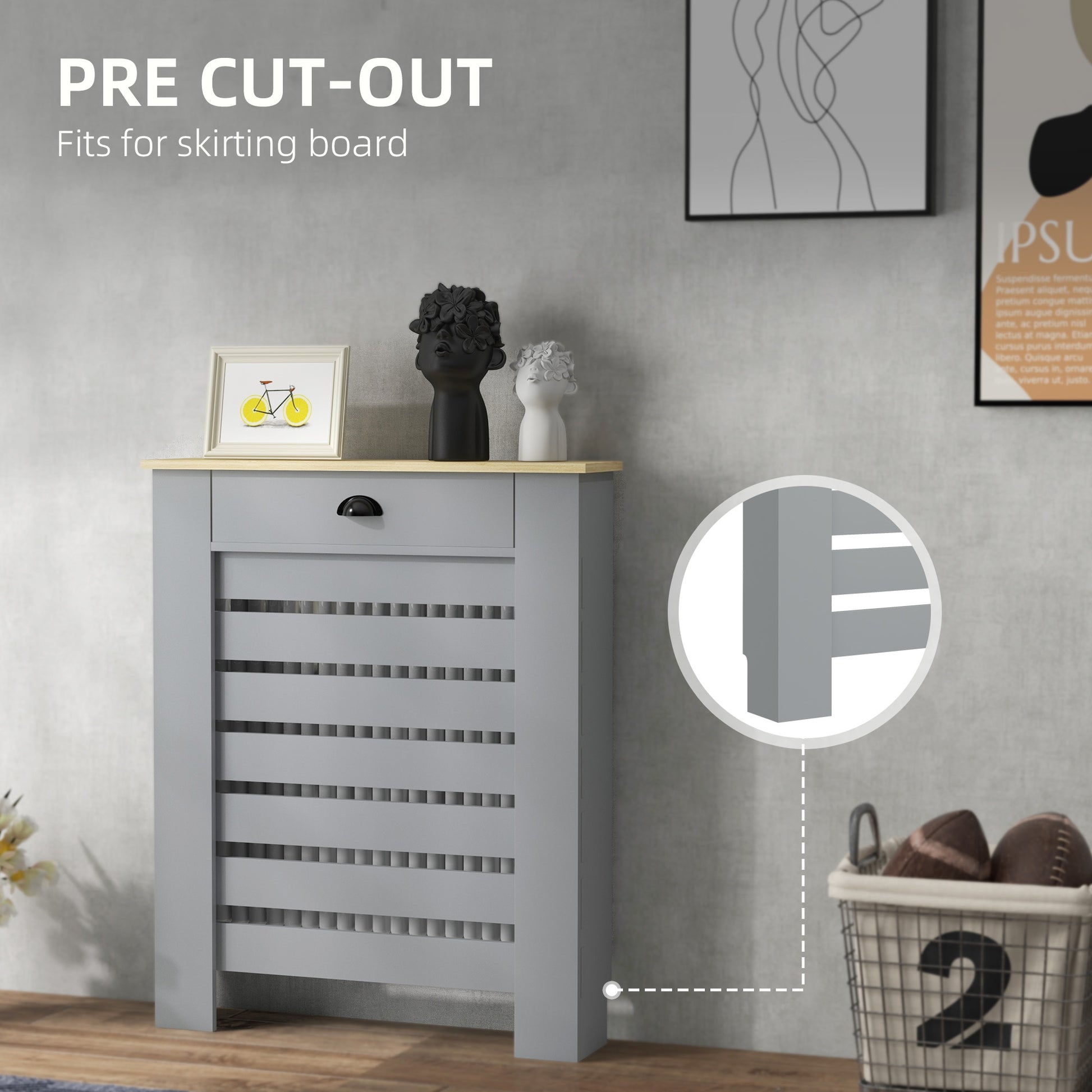 HOMCOM 95.5H x 78Wcm Radiator Cover, with Drawer - Grey--ChewyGames-ChewyGames