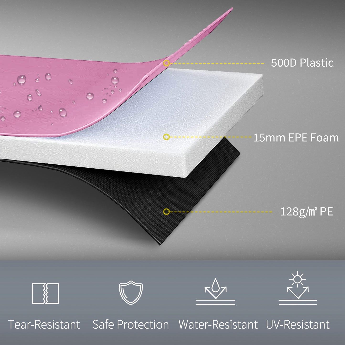 SPORTNOW 10FT Trampoline Spring Cover, Plastic Trampoline Pad Replacement with Elastic Cord, Waterproof, UV Resistant and Tear-Resistant, Pink