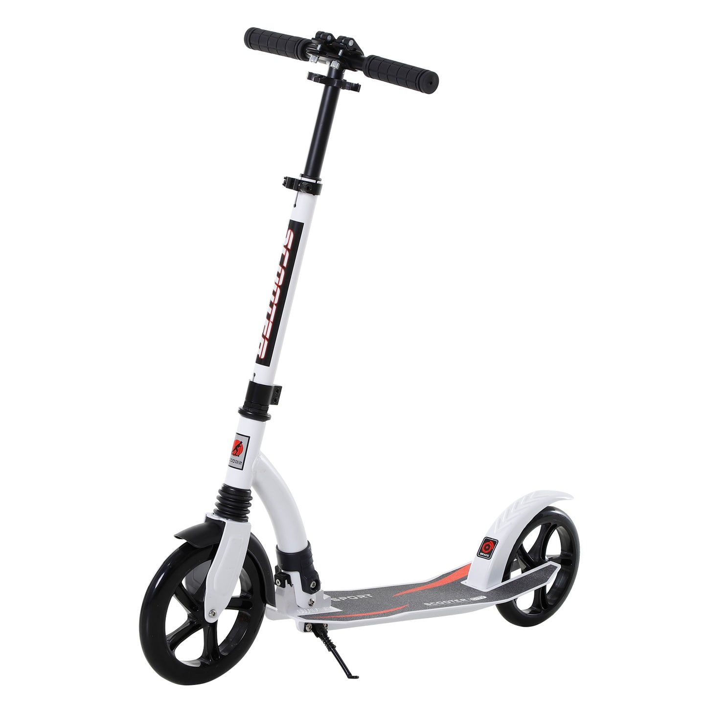 HOMCOM Foldable Kick Scooter with Double Shock Absorption and Big Wheels, Height Adjustable Aluminium Frame Big Wheel Scooter for 14+ Teens Adult - White--ChewyGames-ChewyGames