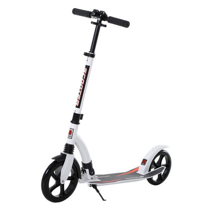 HOMCOM Foldable Kick Scooter with Double Shock Absorption and Big Wheels, Height Adjustable Aluminium Frame Big Wheel Scooter for 14+ Teens Adult - White--ChewyGames-ChewyGames