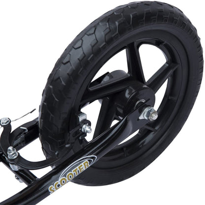 HOMCOM Kids Scooter Kick Scooter, with 12" EVA Tyres, Rear Brake, Big Wheels Scooter for 5-12 Years , Black