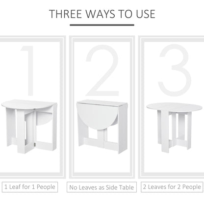 HOMCOM Space-saving Drop Leaf Table, Folding Dining Table for Small Space, Kitchen, Dining Room, White