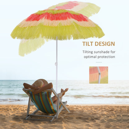 Outsunny 1.6m Garden Hawaii Parasol, Patio Beach Sun Umbrella Sunshade Hawaiian Folding Tilting Crank Parasol (Multicolour)-Parasols-ChewyGames-ChewyGames