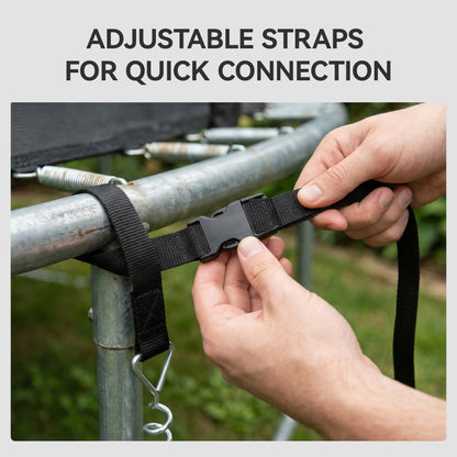 SPORTNOW 4Pcs Trampoline Anchor Kit, 32 cm Galvanised Trampoline Stakes, Spiral Ground Anchors with Triangle Head, Straps