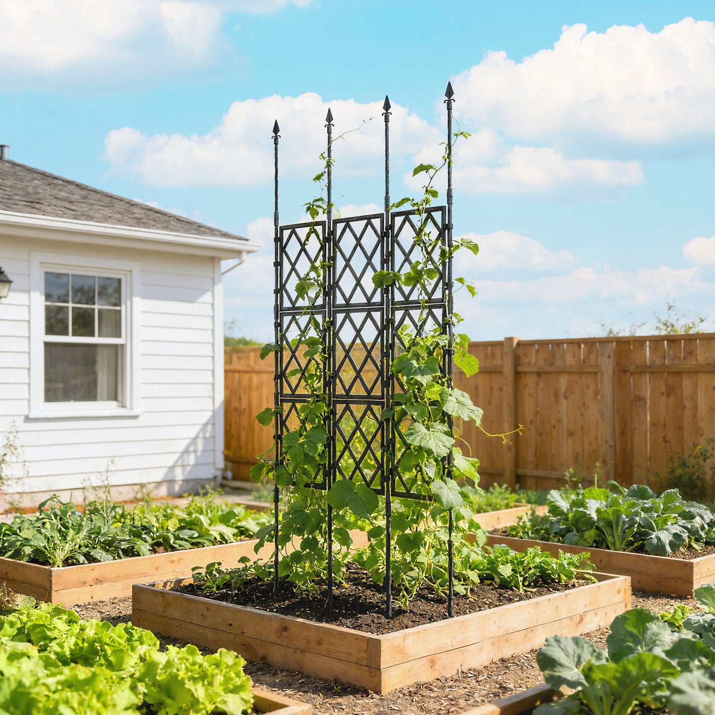 Outsunny Foldable Garden Trellis, Lattice Climbing Support Trellis for Garden, DIY Assembly, 85 x 197 cm, Black