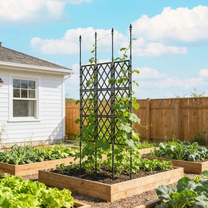 Outsunny Foldable Garden Trellis, Lattice Climbing Support Trellis for Garden, DIY Assembly, 85 x 197 cm, Black