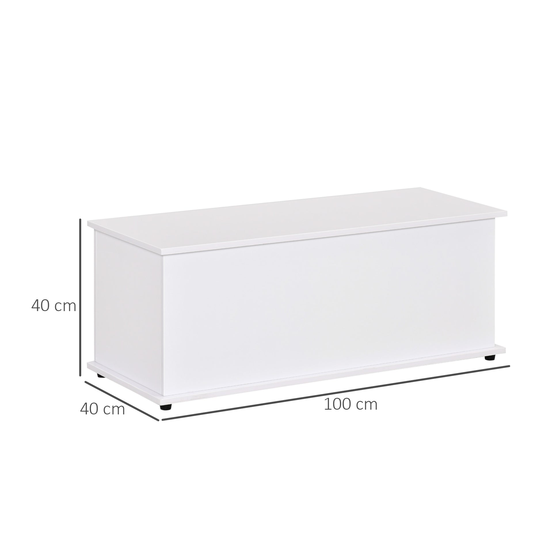 HOMCOM 113L Storage Chest, Storage Box with Flip-Top Lid and 2 Safety Hinges, Storage Trunk for Living Room, Entryway, 100 x 40 x 40 cm, White--ChewyGames-ChewyGames