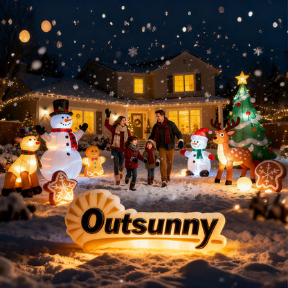 Outsunny 8ft Inflatable Christmas Santa Claus Holds Light Sign of Blessings, Blow-Up Outdoor LED Yard Display for Lawn Garden Party