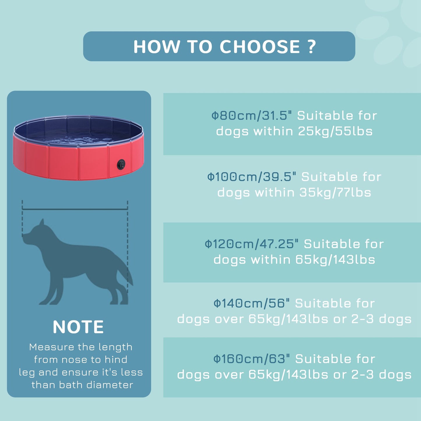 PawHut Foldable Dog Pool, 80 x 20 cm Pet Paddling Pool with Wood Board Support and Anti-Slip Bottom, Portable Doggy Paddling Pool for Garden and Outdoor Use, Red