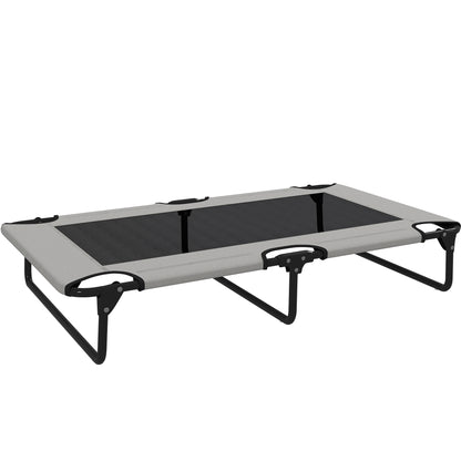 PawHut Portable Raised Dog Bed, Elevated Pet Cot with Breathable Mesh for Indoor Outdoor, for Large Dogs, Light Grey-Pet Cots-ChewyGames-ChewyGames